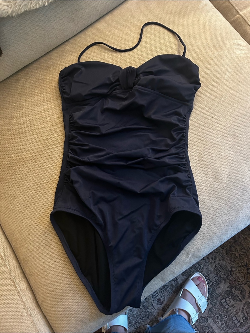 Classic Navy Ruched One-Piece Swimsuit